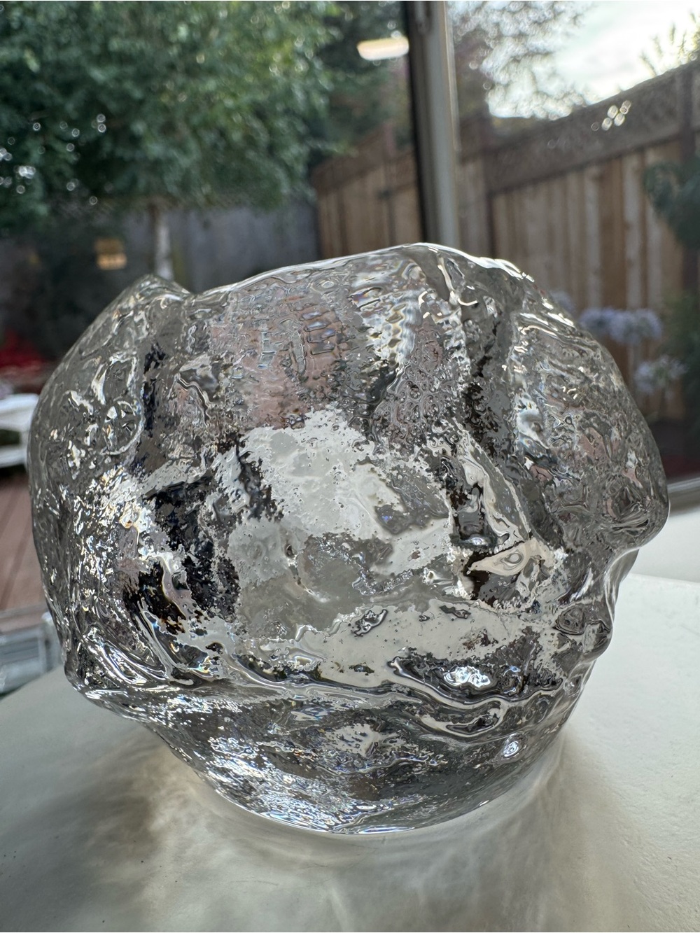 Kosta Boda Snowball Crystal Votive Bowl Ann Wärff Swedish Art Glass 3½”